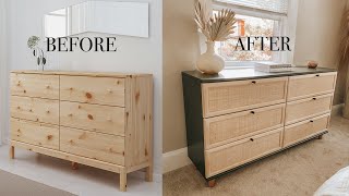 DIY Cane Dresser  Ikea Hack TARVA Dresser Makeover [upl. by Derby]