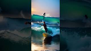 Epic Surfing Adventure Mastering Waves at Sunset shorts [upl. by Mundt755]