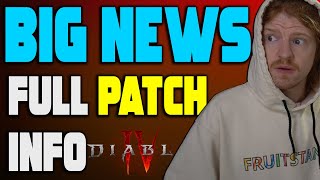 Diablo 4  MAJOR Patch News  FULL NOTES For Incoming CHANGES [upl. by Hanfurd194]