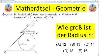 Matherätsel Geometrieaufgabe  Wie groß ist der Radius r  Lösungsvariante reckoner [upl. by Lyda]