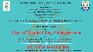 Bunts Sanghas S M Shetty College of Sci Com amp Management StudiesThe 14th Annual Day Celebration [upl. by Dal]