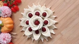 Beautiful pasta created flowers🌹pastry Tutorial Video from pastry art pasta pastarecipes [upl. by Anifares]