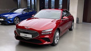 2024 GENESIS G70 25T Blazing Red  Obsidian Black Walkaround Review 4K [upl. by Airotnahs]