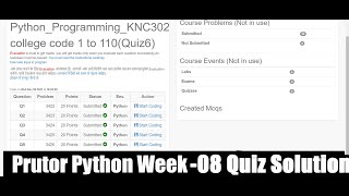 AKTU Python Prutor quizzes answers of week 8Python prutor quiz answers Python quiz solution360 [upl. by Eniamert]