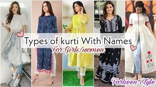 Types of kurtis with namesLatest kurti designkurtis for girlswomenkurtis namesFarheen Style [upl. by Eded]