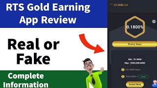 Rts Gold Real or Fake  RTS Gold Earning App Review  Withdrawal Proof  RTS Gold Website [upl. by Suaeddaht467]