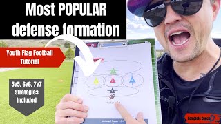 Youth Flag Football Tutorial  Most Popular Defense Formation 5v5 6v6 7v7  Top Defense Techniques [upl. by Vargas322]