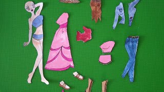 Paper doll ⭐ jugando con muñeca de papel ⭐ Vestir muñeca recortable Video para niñas [upl. by Antonietta]