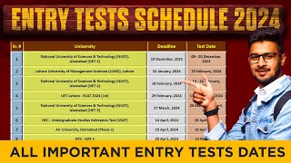 All Entry Tests Schedule 2024  40 Engineering Medical amp University Test Dates [upl. by Eelitan]