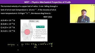 The terminal velocity of a copper ball of radius 5 mm falling through a tank of oil at room [upl. by Airdna]