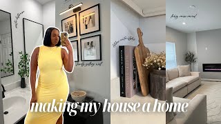 MOVING VLOG 03  Living room updates master bathroom reveal decor haul kitchen styling amp more [upl. by Goff]