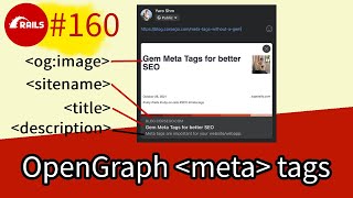 Rails 160 Meta Tags Open Graph SEO social sharing previews [upl. by Lauree]