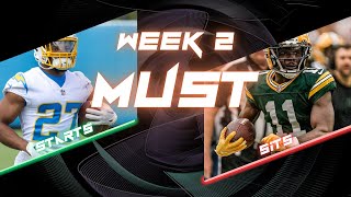 MUST Starts and Sits  Week 2  Fantasy That [upl. by Curtice830]