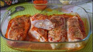 Pechugas de pollo RELLENAS y al HORNO  Fáciles y deliciosas [upl. by Anayit]