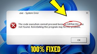 Fix MFPlatDLL not found in Windows 11  10  How To Solve Mfplat dll Missing Error ✅ [upl. by Sclater]