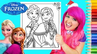 Coloring Frozen Elsa amp Anna Coloring Book Page Prismacolor Colored Pencils  KiMMi THE CLOWN [upl. by Gilus45]