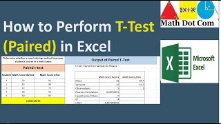 How to Perform a TTest Paired in Excel  Math Dot Com [upl. by Junna]