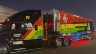 Nascar haulers rolling in to LA Memorial Coliseum 2022 [upl. by Suiraj]