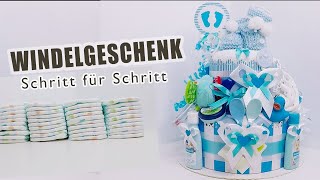 DIY Windelgeschenk  Schritt für Schritt Bastelnanleitung  Windeltorte selber machen  Diaper Cake [upl. by Culliton662]