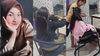 BONDOLIN RAMBUT PANJANG GADIS SMA CANTIK  MEISYA POTONG RAMBUT PANJANGNYA JADI BOB PENDEK [upl. by Lacey]