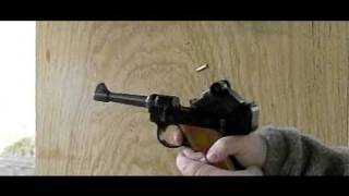 Luger 22 pistol filmed at 600fps slow motion [upl. by Zebe30]