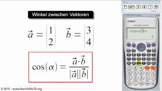 Winkel zwischen zwei Vektoren berechnen mit Taschenrechner [upl. by Aden813]