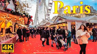 Paris France 🇫🇷  Paris Christmas Market 2022  4K HDR   Marché de Noel Paris  A Walk In Paris [upl. by Breed251]