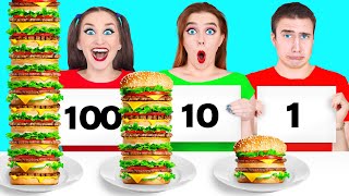 1 10 or 100 Layers of Food Challenge by Multi DO [upl. by Amlez]