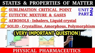 Sublimation critical point  Eutectic mixture  Aerosols  Polymorphism  Crystalline solid [upl. by Notsniw]