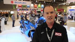 Suzuki at INTERMOT 2014  First Look  Motorcyclenewscom [upl. by Nairod]