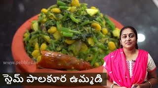 How to Make Thandu kuraku kalsukura in Telugu  స్టెమ్ పాలకూర ఉమ్మడి  Chennai Sudha  Vantalu [upl. by Bein]