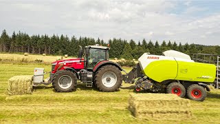 Pressage de foin en pleine campagne bretonne I MF 8730S  Claas Quadrant 5300 [upl. by Ran]