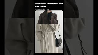 Vireous Woollen Coat Womens MidLength womensfashion fashion clothing coat coatstyle [upl. by Schwejda]