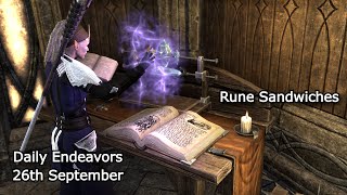 Rune Sandwiches  Daily Endeavors Walkthrough  ESO 26th September [upl. by Drofnil330]