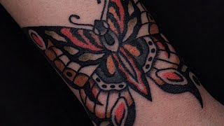 BUTTERFLY TD INK  TATTOO TIME LAPSE 美式刺青 蝴蝶 [upl. by Grussing788]