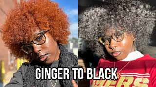 COLORING MY HAIR  GINGER TO BLACK  DRY TWIST OUT [upl. by Nonnel]