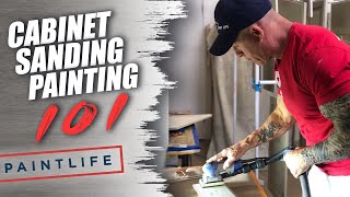 Flat Sanding cabinet doors Cabinet Painting 101 [upl. by Nagaer610]