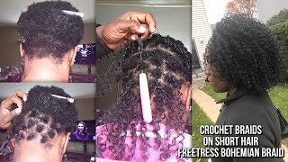 HOW TO  RUBBER BAND METHOD CROCHET BRAIDS ON VERY SHORT HAIR [upl. by Vigen]