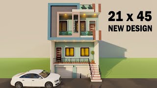 Basement car parking with shop design3D 21 by 45 dukan or makan ka naksha2145 house map in 3D [upl. by Coffeng]