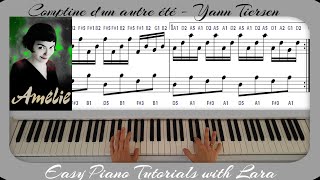 Comptine dun autre été Amelie  Yann Tiersen  Easy Piano Tutorial Slow tempo [upl. by Ramgad653]