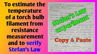 Stefans Law verification experiment  Physics practical How to verify Stefans Law of Radiation [upl. by Hussey]