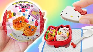 MAKING MINI HELLO KITTY FOOD Hello Kitty MiniVerse Coffee Milkshake Waffles [upl. by Nnaarual]