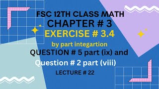 12th Class Math Exercise 34 Question  5 part ix and Question  2 partviii Chapter 3 [upl. by Maryn96]