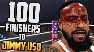 100 Finishers to JIMMY USO in WWE 2K23 [upl. by Chara642]