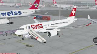 FSX A Cold and Dark sturtup of a Virtualcol A220300 in Swiss Airlines Livery [upl. by Karl]