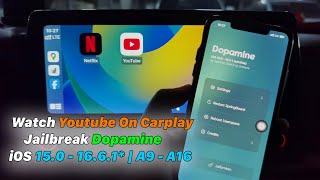 Watch Youtube On Carplay Jailbreak Dopamine  iOS 150  1661  A9  A16 [upl. by Noyad]