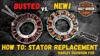 HOW TO Stator Replacement  Harley Davidson FXR [upl. by Acirrehs]