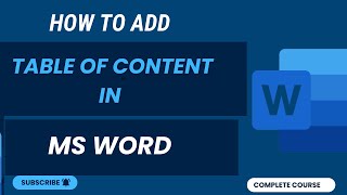 How To Make a Table of Content In Ms Word  Ms Word Full Course  Lecture No 41 [upl. by Cline]