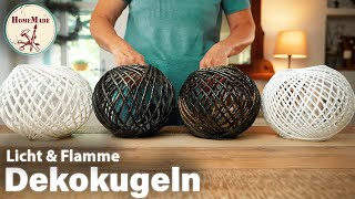 DIY  Dekokugeln einfach selber machen  Tischlampe aus Garn und Zement  Stylische Kugelleuchte [upl. by Gabbie]