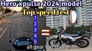 Hero xpulse 200 4 v new model top speed all of gear test ethical not fake speed [upl. by Mareld]